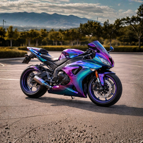 motorcycle with custom chrome finish