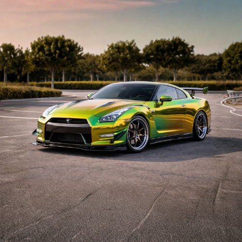 car with custom color chrome